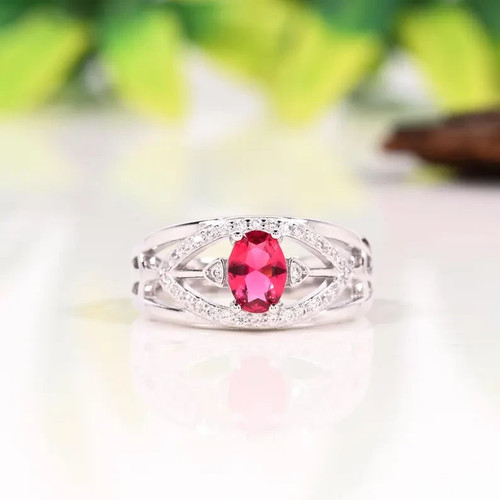 Eleganter rubin ovalring aus - rubin-ovalring,