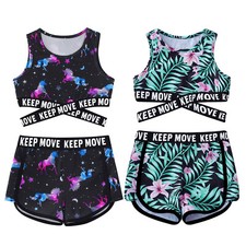 DE iEFiEL Mädchen Badeanzug Set Bademode Tankini Set Bikini Tops+Badeshorts