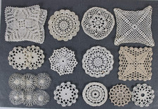 Lot 20 Vintage Centrini Häkeln Häkeln Spitze Handarbeit Quadratisch Rund