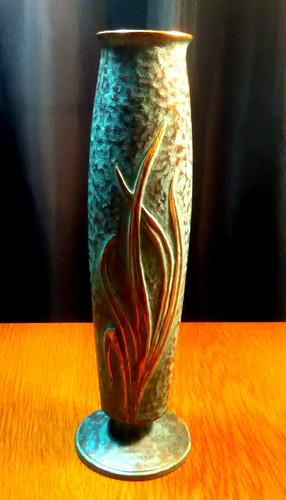 Bronze vase blätter gras - bronze,