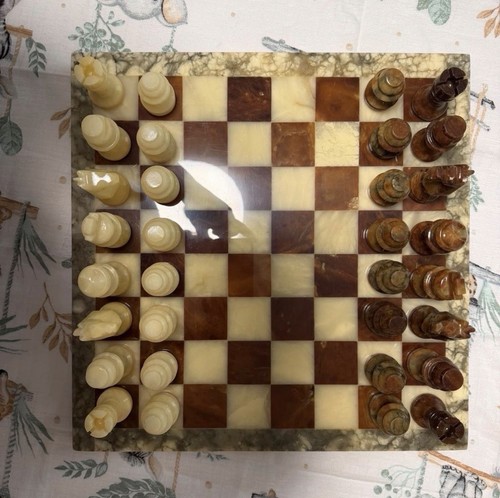 Vintage marmor schachspiel - vintage,
