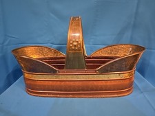 Antiker Kohleschütte / Kaminholzkorb aus Kupfer und Messing – Handarbeit – Vinta