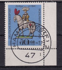 BRD 1969 Mi.-Nr. 607 Wohlfahrt Zinnfiguren Ecke u. re. Form-Nr. 1. gestempelt.