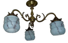 Kronleuchter Art Deco Messing 3-flammig um 1930