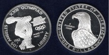 USA 1 Dollar 1983 PP SILBER Olympiade Los Angeles Diskuswerfer