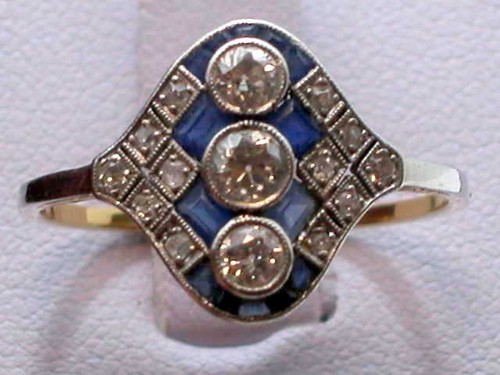 Art deco brillant safir ring - deco,