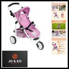 Puppenbuggy Lola – Jeans Pink – faltbarer Puppenwagen – Griff höhenverstellba...