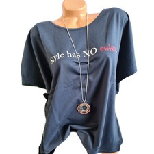 Sheego Shirt T-Shirt Tunika Kurzarm Blau Aufdruck (7 890) Damen NEU