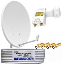 Sat Anlage Digital HDTV Spiegel 80cm Schüssel Twin LNB 2-TV HD 3D 4K Satanlage