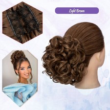 Kamm Dutt Extensions Clip in Bun Haarteil wie Echthaar Haarverlängerung Gelockt