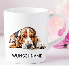 Basset Hound - Personalisierte Tasse Hund  Wunschname -50 Rassen wählbar