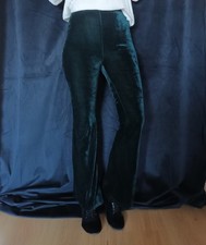 Samt Schlag Hose Leggings Grün Velvet Cave Gothic Hippie 36 70er