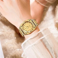 Luxus Damen Uhr leuchtende Wasserdicht Leucht Quarz Armbanduhr Edelstahl Frauen