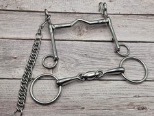 Dressurkandare und Unterlegtrense von Silk Steel, doppelt gebrochen, 13,5 cm