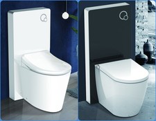 Sanitärmodul für Stand WC Weiß / Schwarz glas inkl. Betätigungsplatte