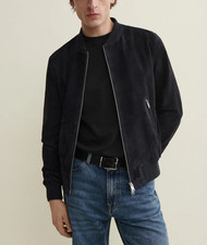 Schwarze Bomber Lederjacke