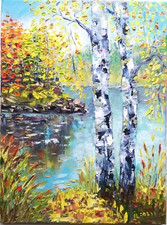 Autumn forest with river