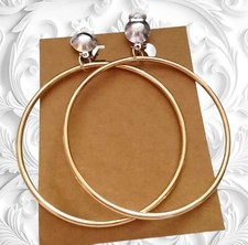 Creolen Ohrclips bicolor goldf oldf silberf Clips groß XXL 8,8cm lang