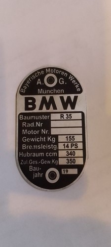Typenschild bmw r35 - typenschild,