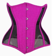 Sexy Korsage Korsett Brust frei Stahlstäbchen Lila Schwarz XL 44