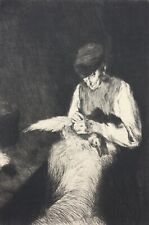 Fritz Mackensen (1866-1953), Original Radierung, "Gänserupfer", 1895