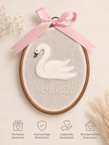 Filzbild schwan personalisiert - schwan,