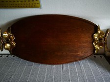 XXL 78 cm, Rustikales Servierbrett Holzplatte Metall , Wurst Fleisch Platte ,