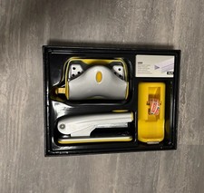 Chrom Schreibtisch-Set Büro Locher, Tacker, Tischabroller m. Tesa