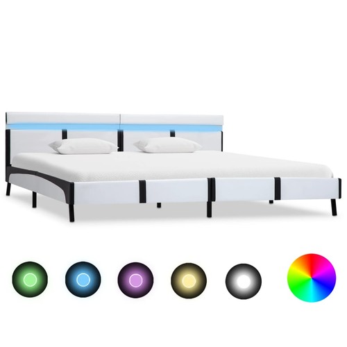 Bettgestell mit led - mit, weiß