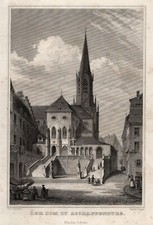 Aschaffenburg Ufr. Dom Original Stahlstich Poppel 1870