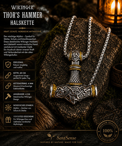 Thor hammer halskette - hammer,