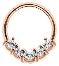 Lippenbändchen Piercing Smooth Segment Clicker Rosegold mit 5 Zirkonia Steinen