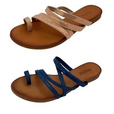 Damen Sandalen beige blau