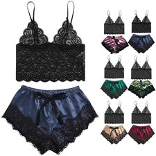 Satin Struktur Spitze Pyjama Set für Damen bequeme und verführerische Nachtwä