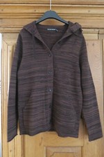 **TOP Hannes Roether Strickjacke braun melliert Kapuzenjacke Gr L → M  2 Taschen