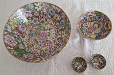 Vintage 4-teiliges Porzellan-Set – „Japanese Porcelain, Decorated in Hong Kong"