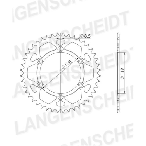 Alu kettenrad 520 - 520/43z, silber