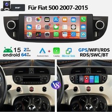 DAB+ Für Fiat 500 2007-2015 Autoradio Android 15 Carplay GPS WIFI BT 2+64GB KAM