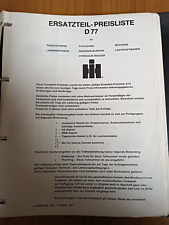 Orig. IHC Ersatzteilliste Preisliste D77 und D78   Schlepper Traktor Ki