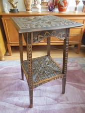 Prächtiger antiker Beistelltisch Blumenständer Holz Kerbschnitzereien