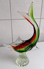 Bunter Murano Fisch, Fischfigur, Glasfigur auf Sockel, wiegt ca. 608 Gramm