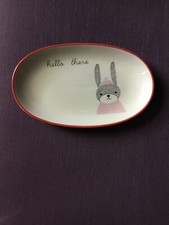 Bloomingville Teller mit Hasenmotiv „Hello there“