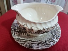 Sauciere Myott Staffordshire "Royal Mail", schwarzbraun weiß, 1A-Zustand