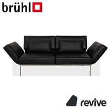 Brühl Roro Leder Zweisitzer Schwarz manuelle Funktion Sofa Couch Schlafsofa