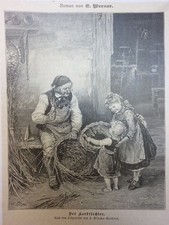 Orig. Holzstich - Flechter -