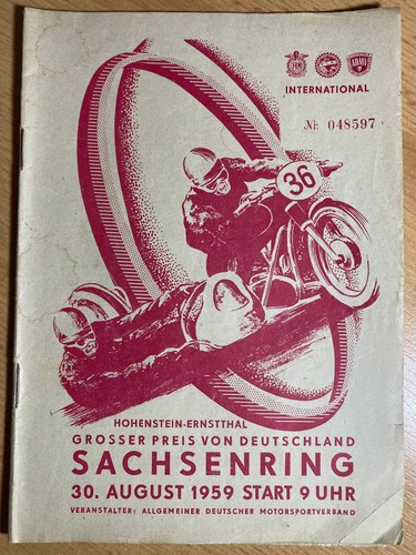 Rennprogramm sachsenring 1959 - sachsenring,