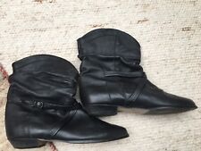Italienische mode Leder Stiefel Stiefeletten Gr. 42 Riemchen Schwarz Top
