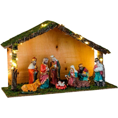 Led weihnachtskrippe holz mit - holz,