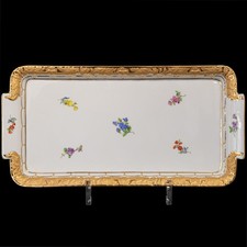 30 x 15 cm - Meissen (1. Wahl) Königskuchenplatte X-Form Streublümchen 17508