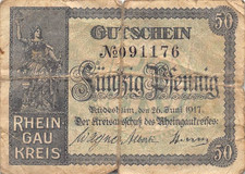 10,20,50 Pfennig 1917 und 10,20,50 Pfennig 1919 - Rüdesheim - Rheingaukreis